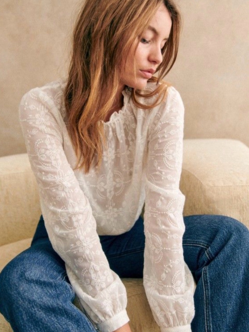 Sézane Valentine Blouse – Ecru – Size 38